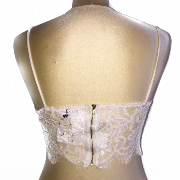 E-Lady white lace bustier woven Crop Top, - Picture 3 of 3
