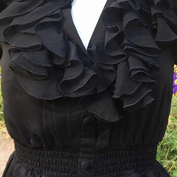 Black Ruffled Blouse - Picture 2 of 5