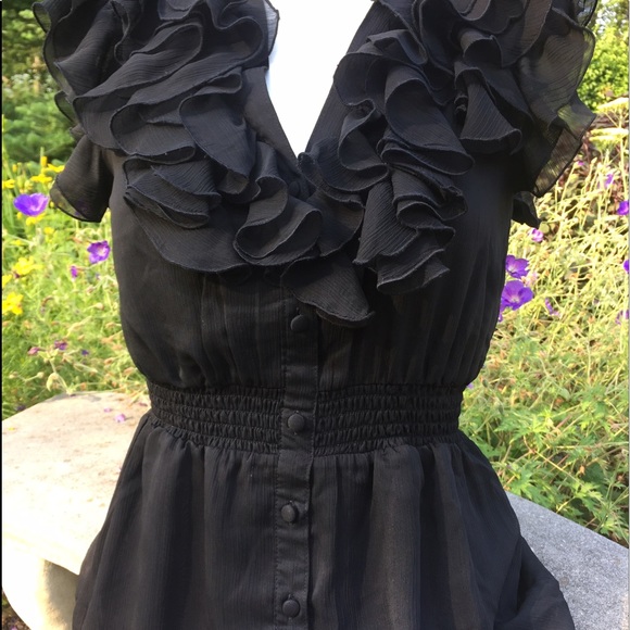Black Ruffled Blouse - Picture 3 of 5
