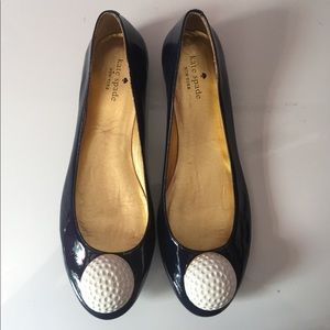 Kate Spade on par gold ball flats. New