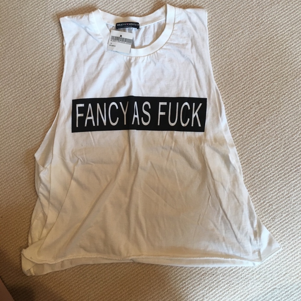 White fancy graphic muscle tank