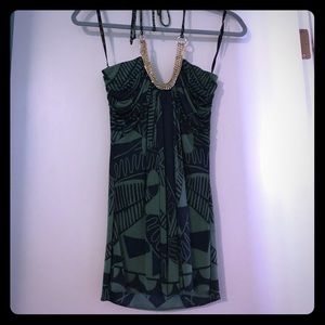 Sky halter top with gold chain detail