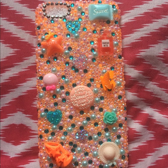 3D Bling Orang iPhone 6/s Plus Soft Cabochon Case - Picture 1 of 4