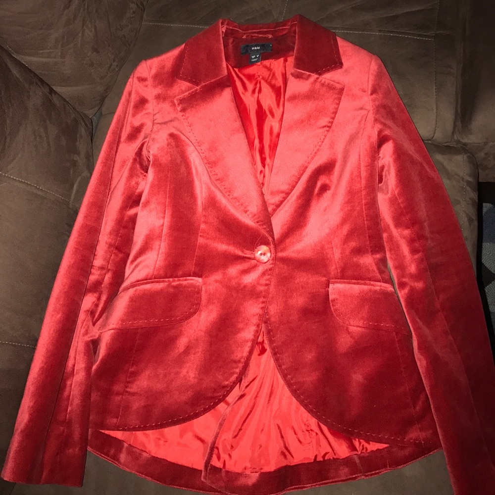 Red suede blazer jacket
