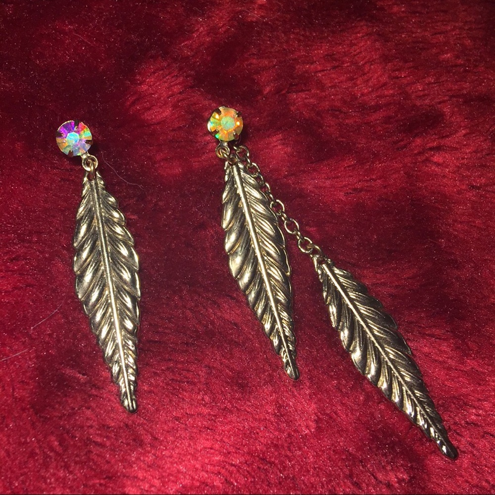 Golden feather Earrings