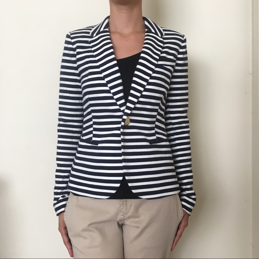 Juicy Couture Navy blue & white striped blazer