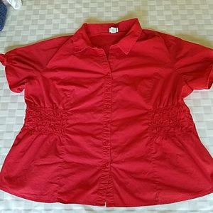 Venezia short sleeve red blouse