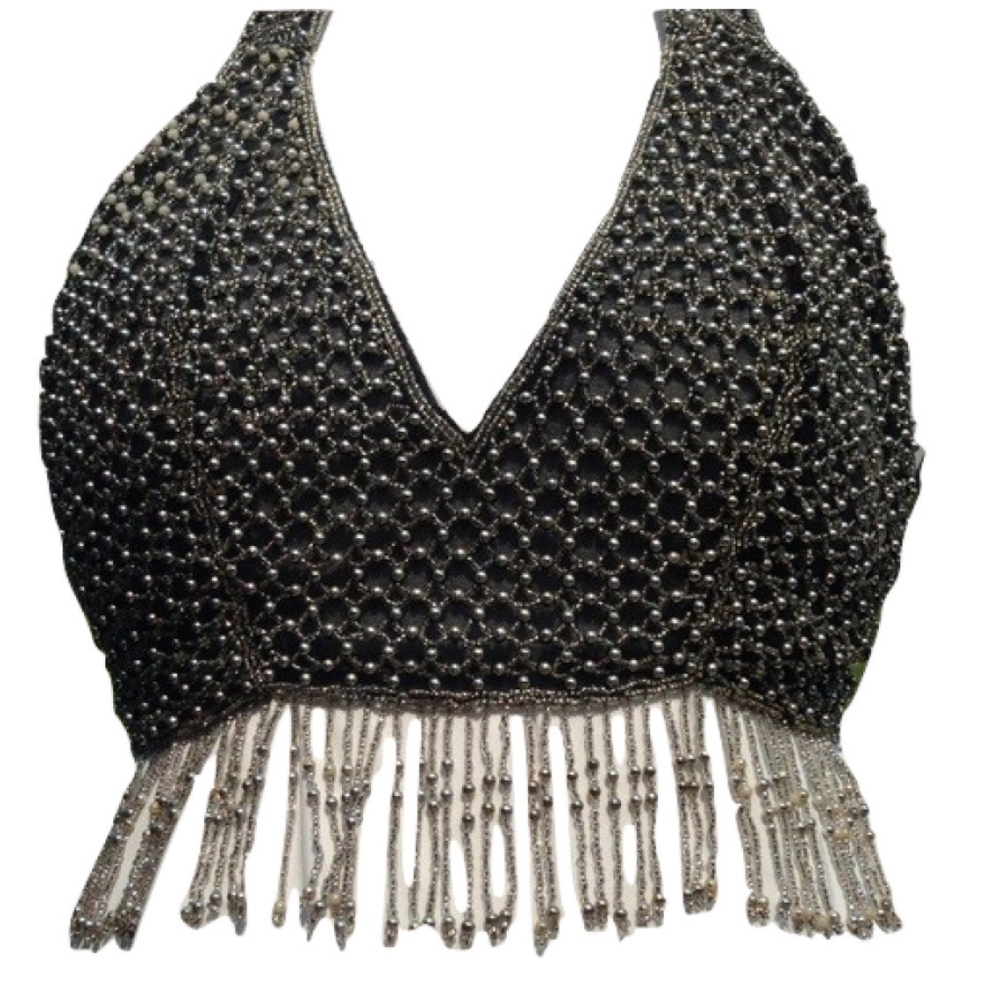 💥Host Pick!💥Glass Beaded Bralette with Fringe