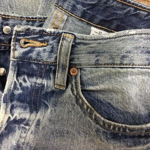 Vintage cropped fit high waist denim w/ button fly