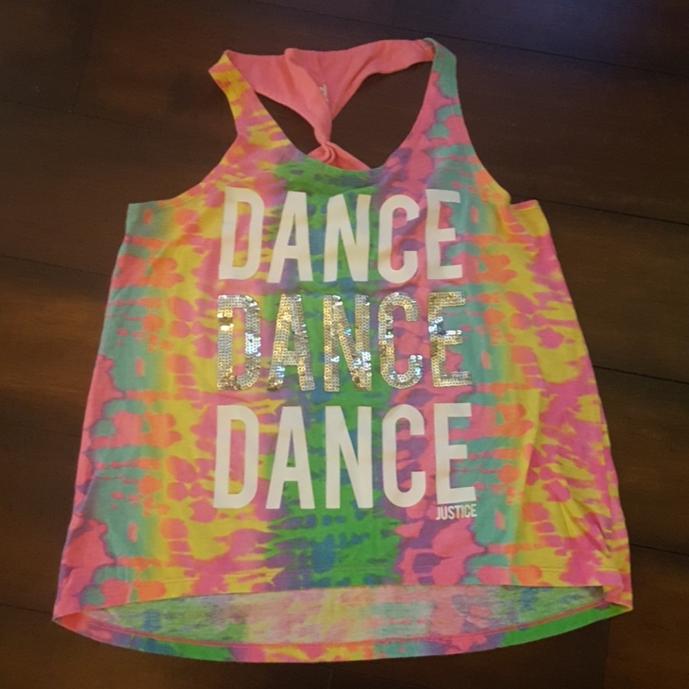 Girl's Justice razor back dance tank. Size 14