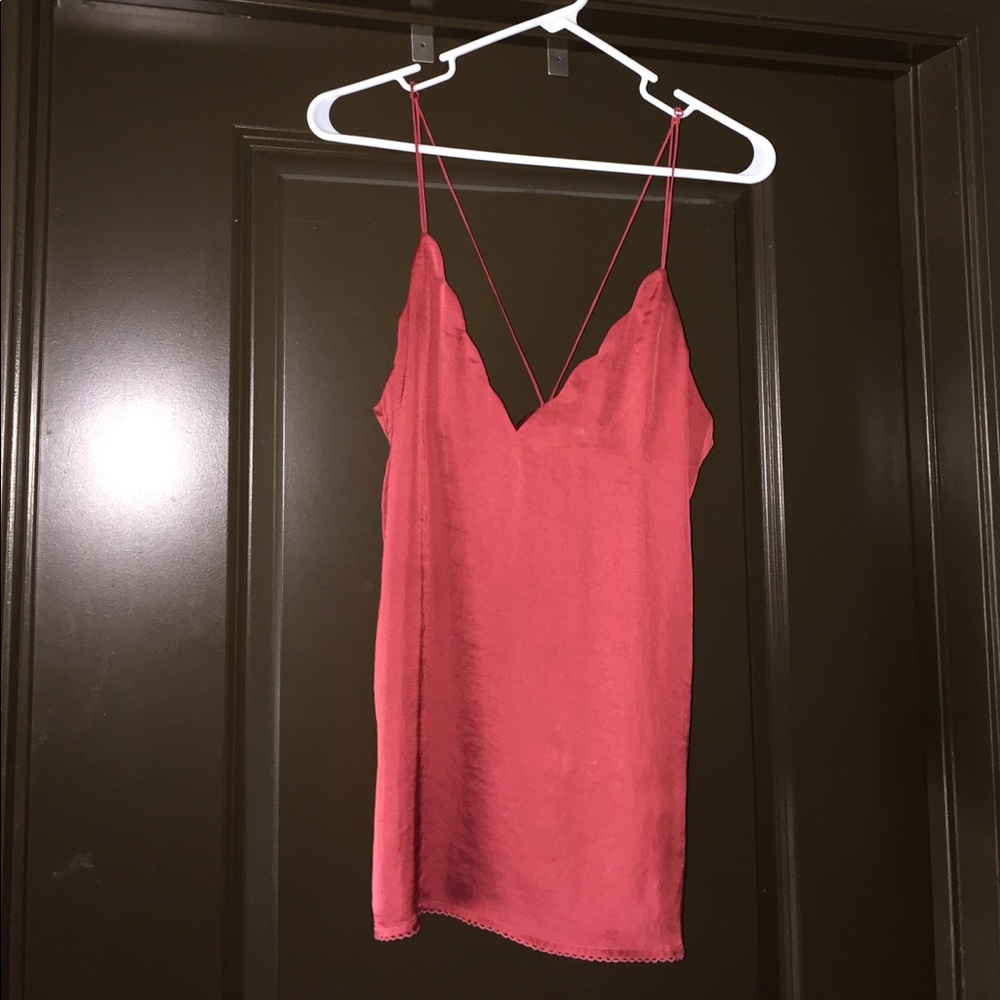 Free people satin scalloped tank