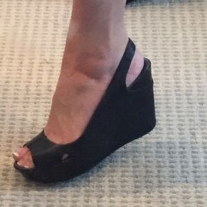 Kenneth Cole Black Leather Wedges