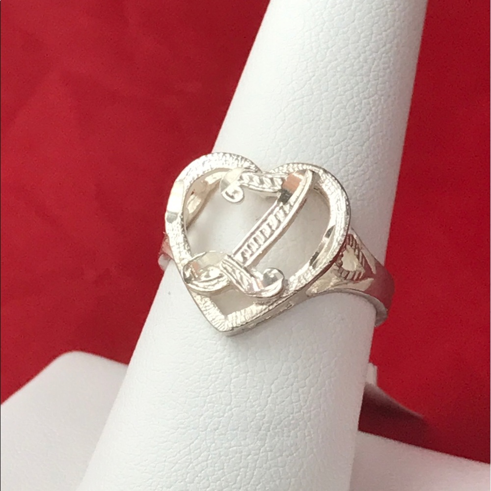 Sterling Silver Heart Initial Ring