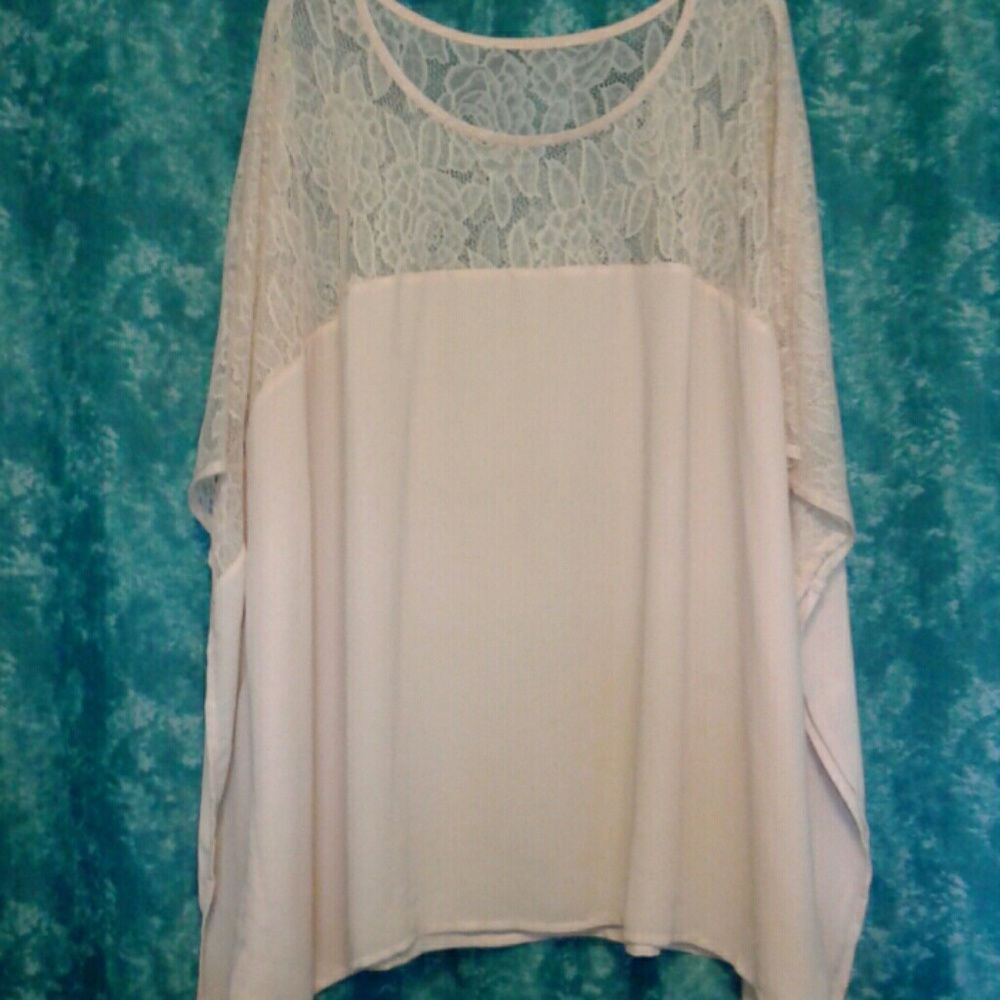 flowy beige lace top