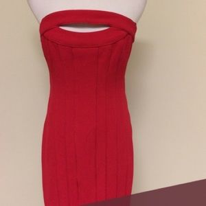 BCBG red strapless bodycon dress