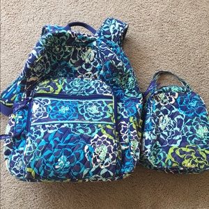Vera Bradley backpack with matching lunch bag