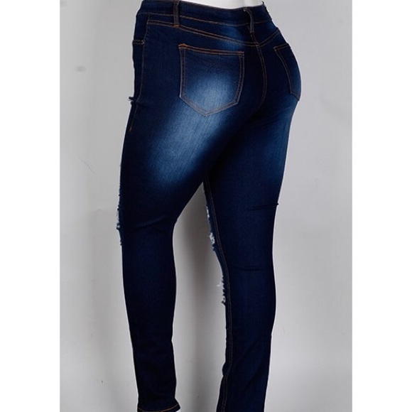 Plus Size Distressed Stretch Denim - Picture 2 of 2