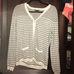 Gray and white striped sweater