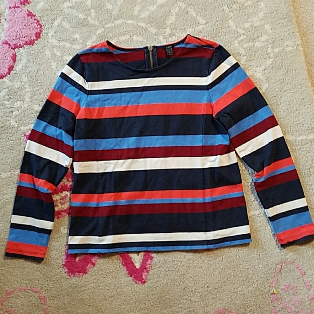 J Crew Zipper back heavy long sleeve tee striped
