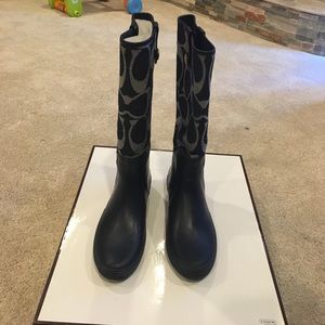 Navy Blue Coach Rain Boots
