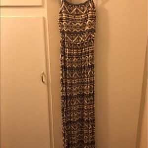 Tribal Print Strapless Maxi Dress