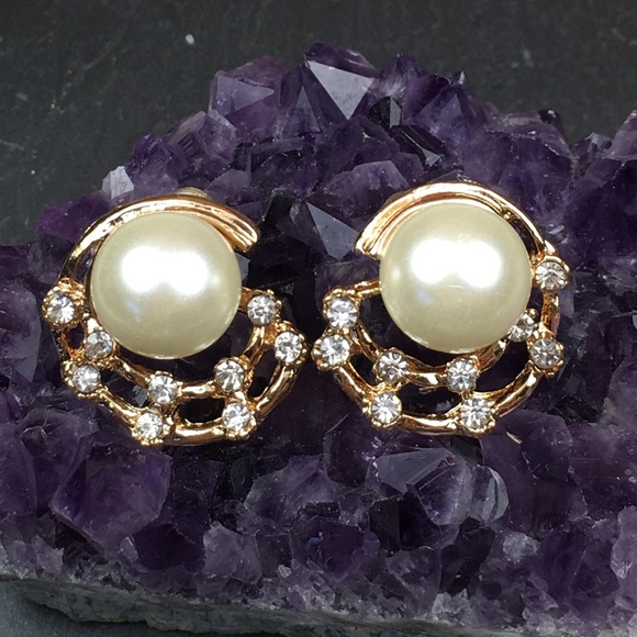 CZ Pearl Web Earrings - Picture 4 of 8