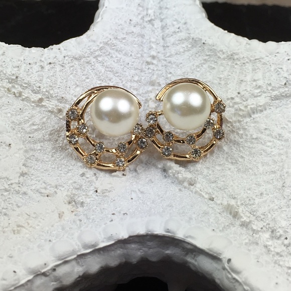 CZ Pearl Web Earrings - Picture 3 of 8