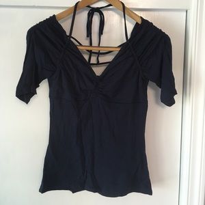 Navy Guess Jeans Off Shoulder Shirt