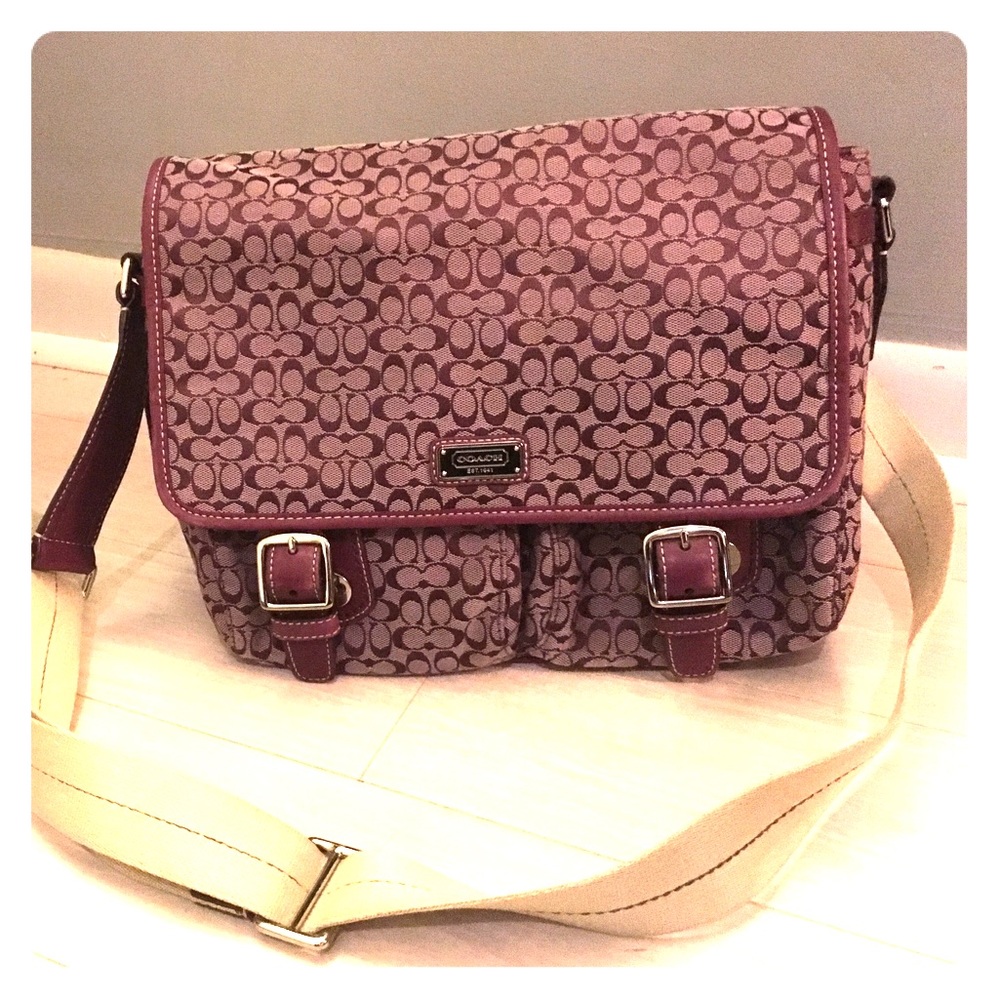 Purple cross body tote
