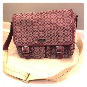 Purple cross body tote
