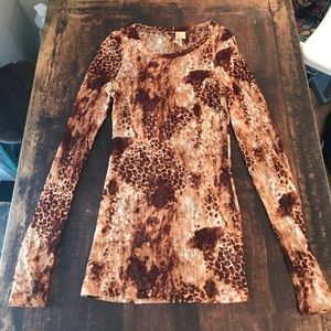 BKE Lace Leopard Print Shirt