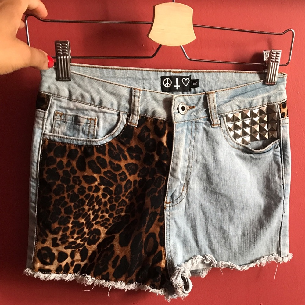 Studded cheetah high waist shorts