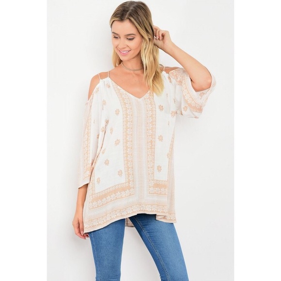 V-Back Open Shoulder Tunic - Picture 2 of 5