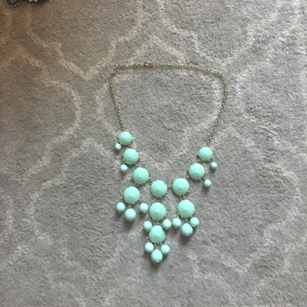Women's teal bubble statement necklace