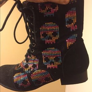Skull sequin combat boots **Final sale price**
