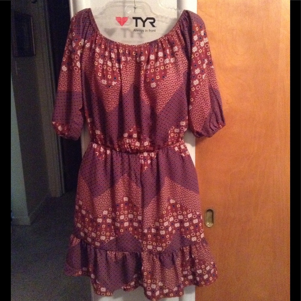Brand new off shoulder dress hippy Mod cloth L