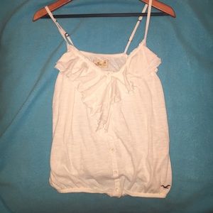 Hollister white ruffle tank top