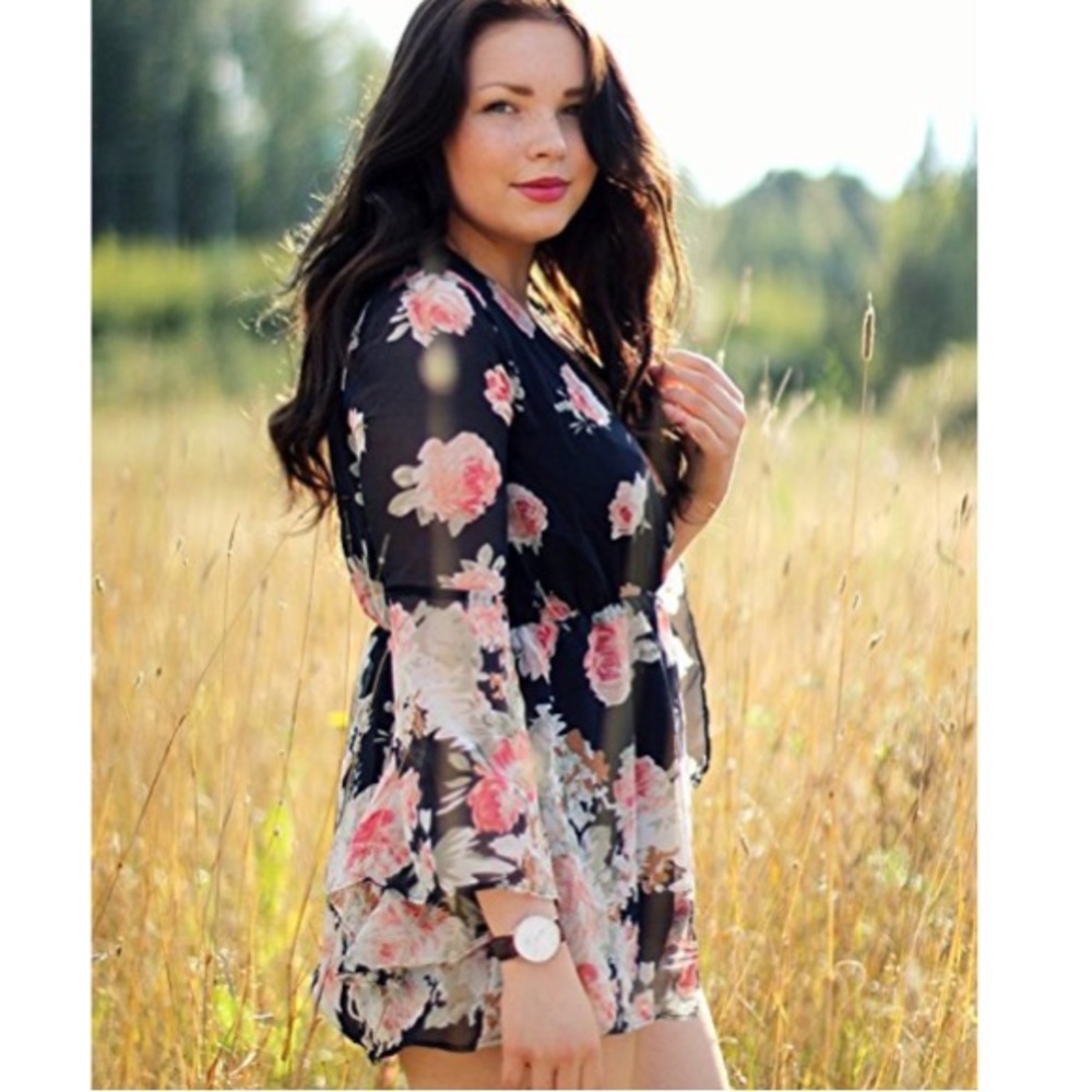 HOST PICK! w/tags long sleeve airy floral romper! - Picture 6 of 6