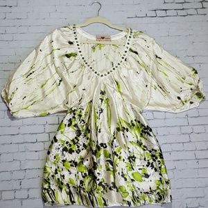 Love Token Graphic Floral Silk Dress