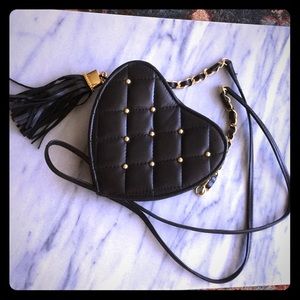 Heart shaped Channel style mini cross body bag
