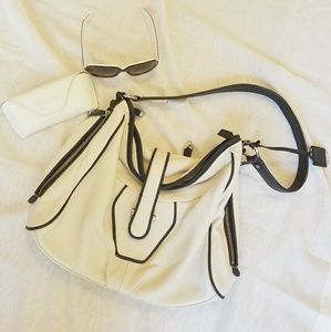 Perlina Beautiful White and Black Leather Bag