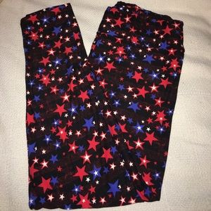 TC LuLaRoe red, white and blue star leggings
