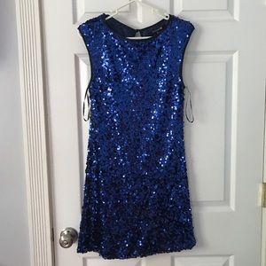 Sequined blue mini dress