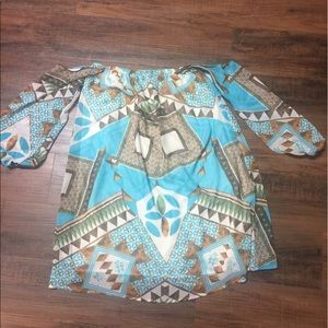 Multi print off shoulder dress