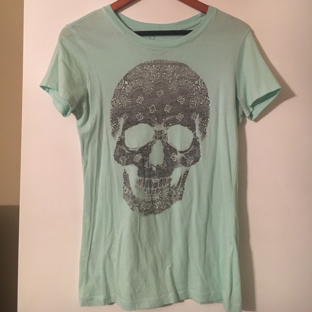 Mint green skull T shirt