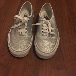 Silver glittered vans