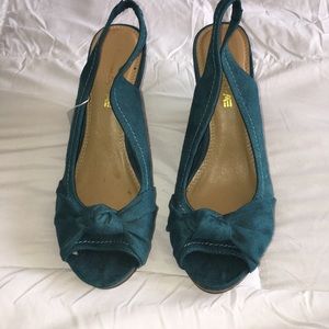 Heels - Teal Faux Suede