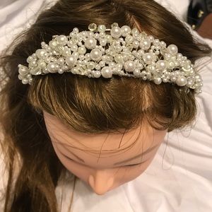 👑 TIARA!! Pearl and crystal