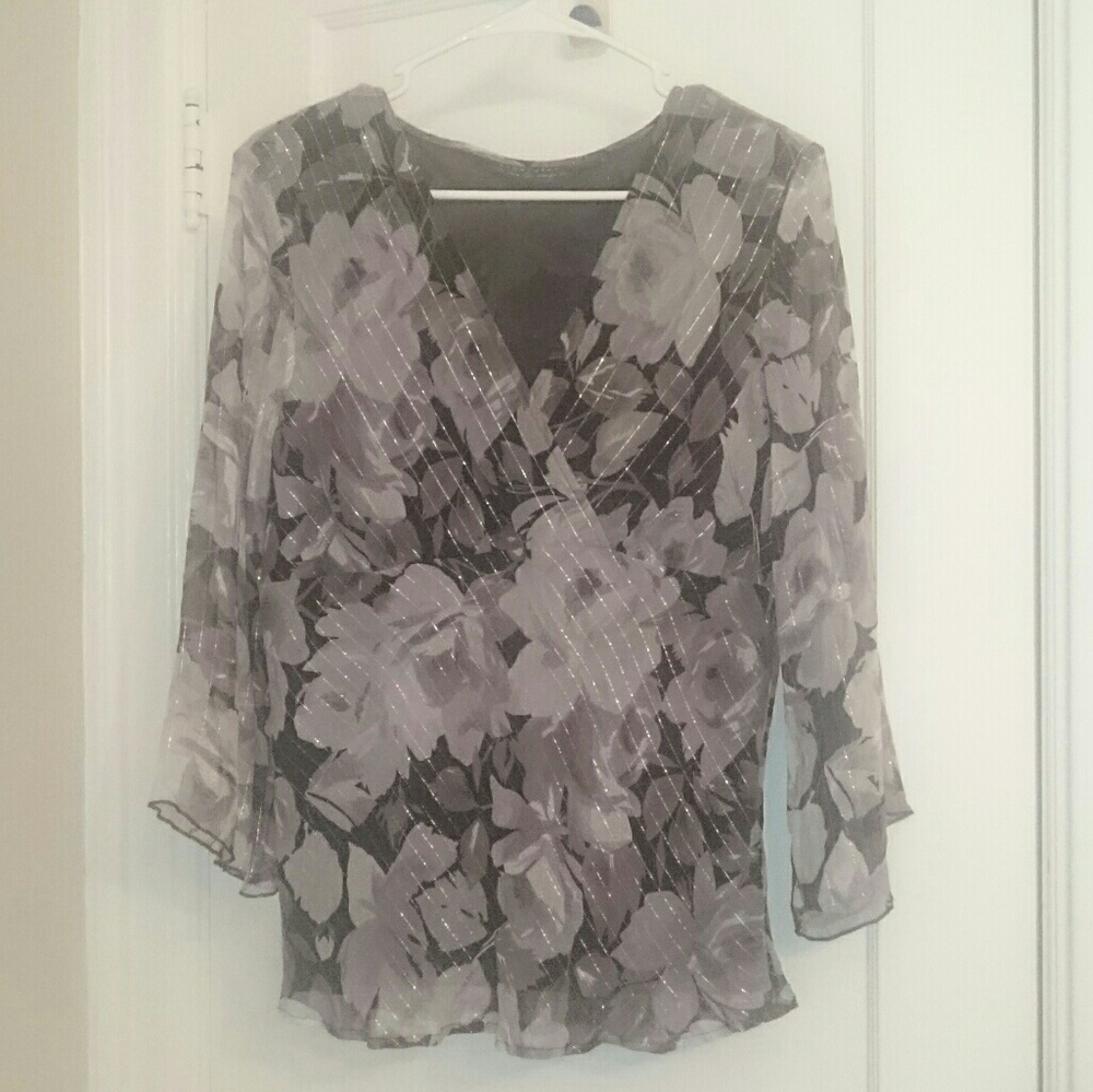 Dressy Black Silver and Grey top