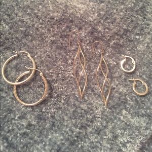 Set of three 14k White Gold Earrings - all in EUC!